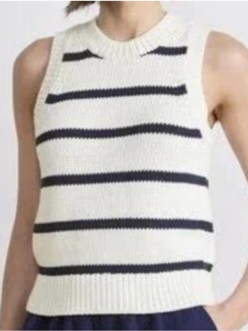 Vineyard Vines Striped Sweater Vest Size Small White Navy Preppy